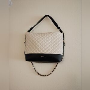 Nine West Cream and Black Quilted Shoulder Bag
